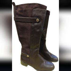 Franco Sarto Dark Brown Over the Knee Leather Boots Size (37) 6.5